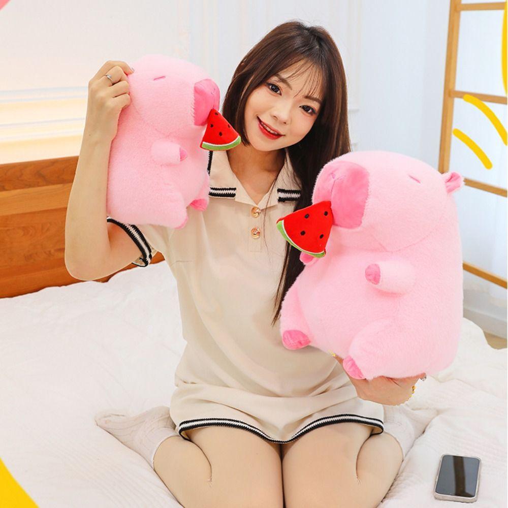 Cute Doll Pink Watermelon Capibara Plush Doll Simulation Capibara Anime Fluffty Toy  Home Decor