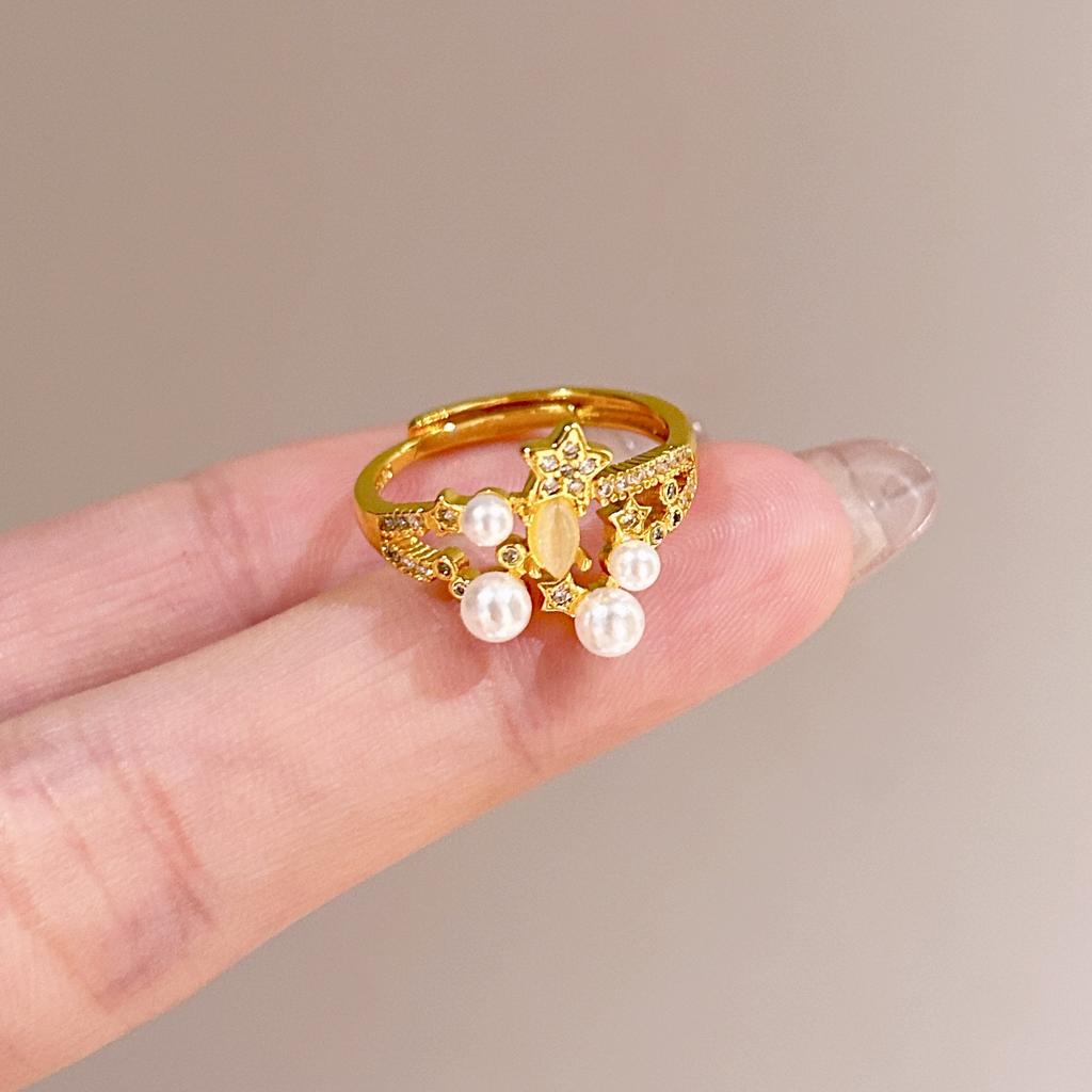 Medieval Brushed Diamond-encrusted Zircon Ring for Women Does Not Fade, Light Luxury and Versatile Open Index Finger Ring Jewelry.