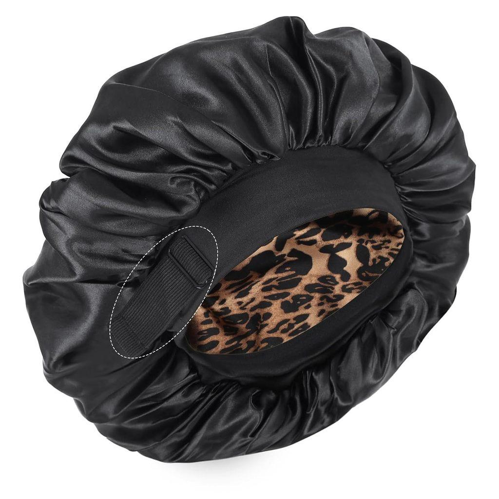 Double Layer Satin Sleep Cap With Adjustable Fit For Comfort And Style