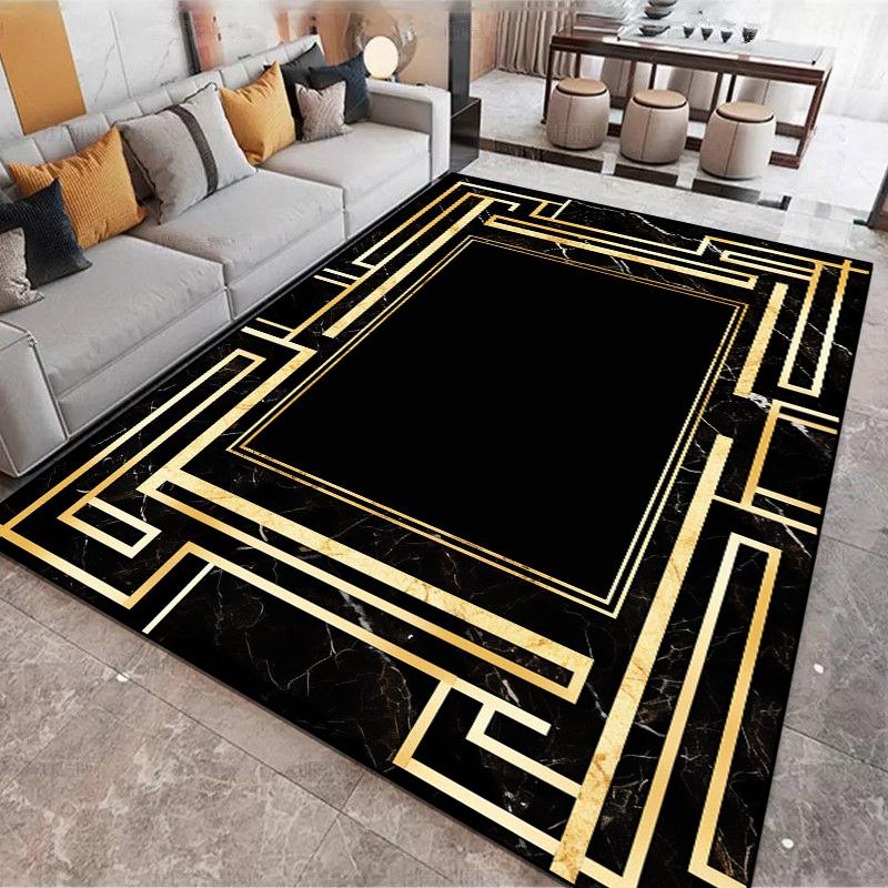 Luxuriöser schwarz-weißer Flanellteppich für das Wohnzimmer Große Teppiche Rutschfeste Weiche Eingangstür-Matte Wohnzimmer-Dekoration