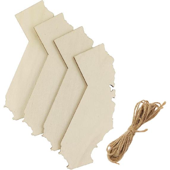 30 Pack 4 Inch Wooden California State Shaped Cutouts Unfinished Wood California Map Sign Craft Gift Tags California State Wooden Paint Crafts for