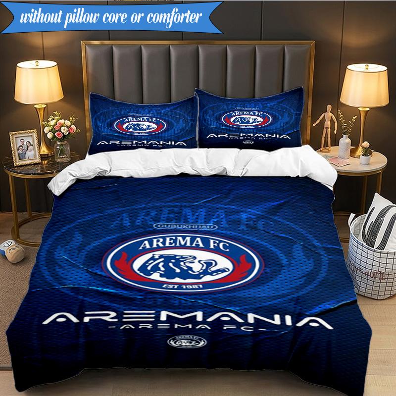 3PCS Arema Football club Printed Soft Bedding Set,Including 1pc Duvet Cover And 2pcs Pillowcases Perfect for Bedroom, Dormitory, Fan gift