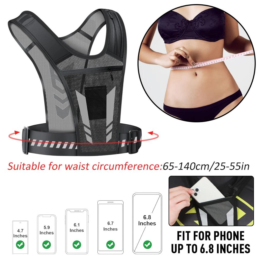 Reflective Running Phone Holder Vest For Men And Women, Jogging, Walking, Exercise,Gym, Workout, 1Pc Adjustable Strap Key Pocket