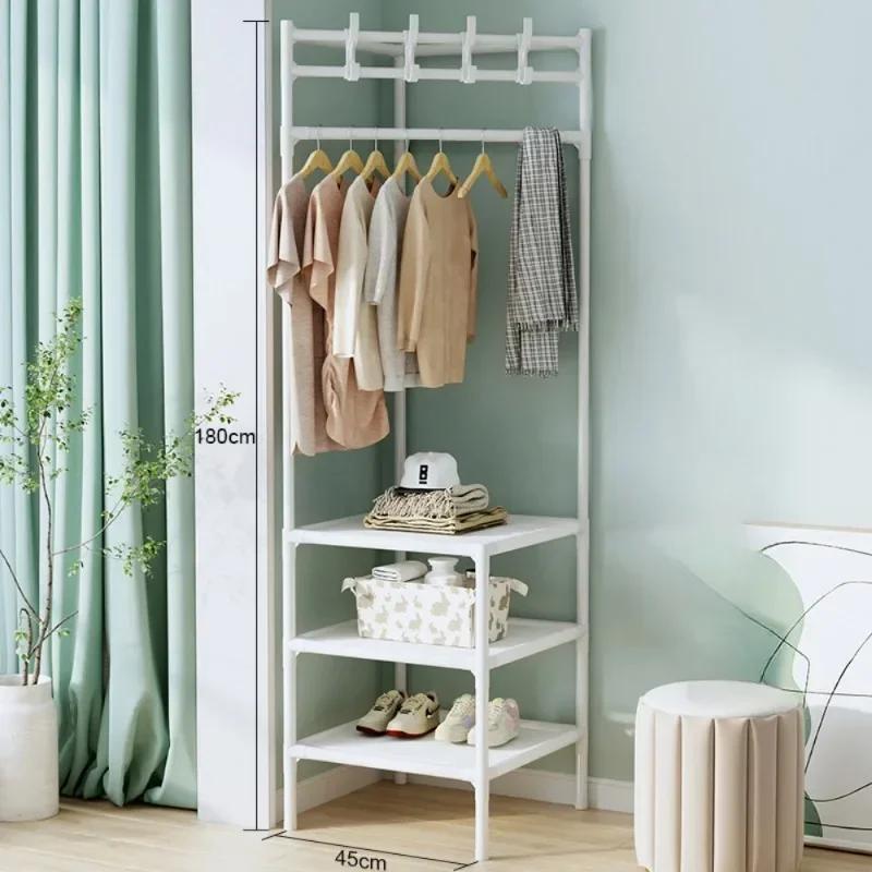 Corner Coat Rack 2/3 Layer Metal Material Durable Integrated Racks Bedroom Household Storage Rack Modern Simple Clothing Shelf