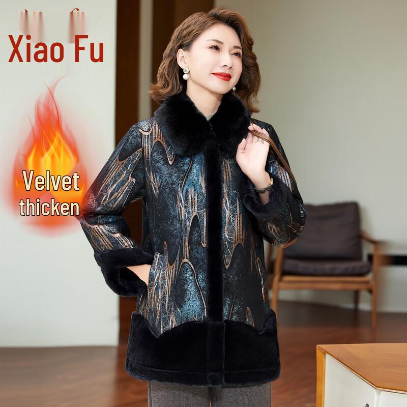 Elderly Women s Fleece-Lined Winter Overcoat 5XL