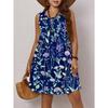 Summer Fashionable Ladies Breathable Soft Flowers O-Neck Sleeveless Dress Loose Comfortable Large Size Vacation Versatile Casual Dress