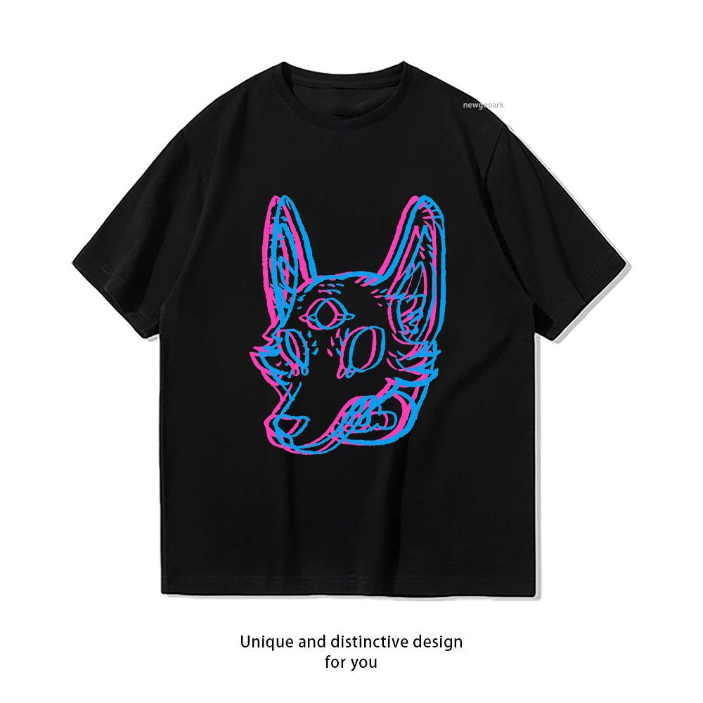Anaglyph 3D Effekt Space Coyote Shirt Frau Mann Lässig Baumwolle Bedruckte T-Shirts Erwachsener Streetwear Camisetas Tops T-Shirt Kreativ