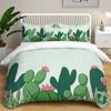 Set de husă de pilotă în ghiveci cu cactus verde Husă de cuvertură din poliester marimea king-size, cu plantă verde, drăguț Kawaii, set de lenjerie de pat pentru băiat