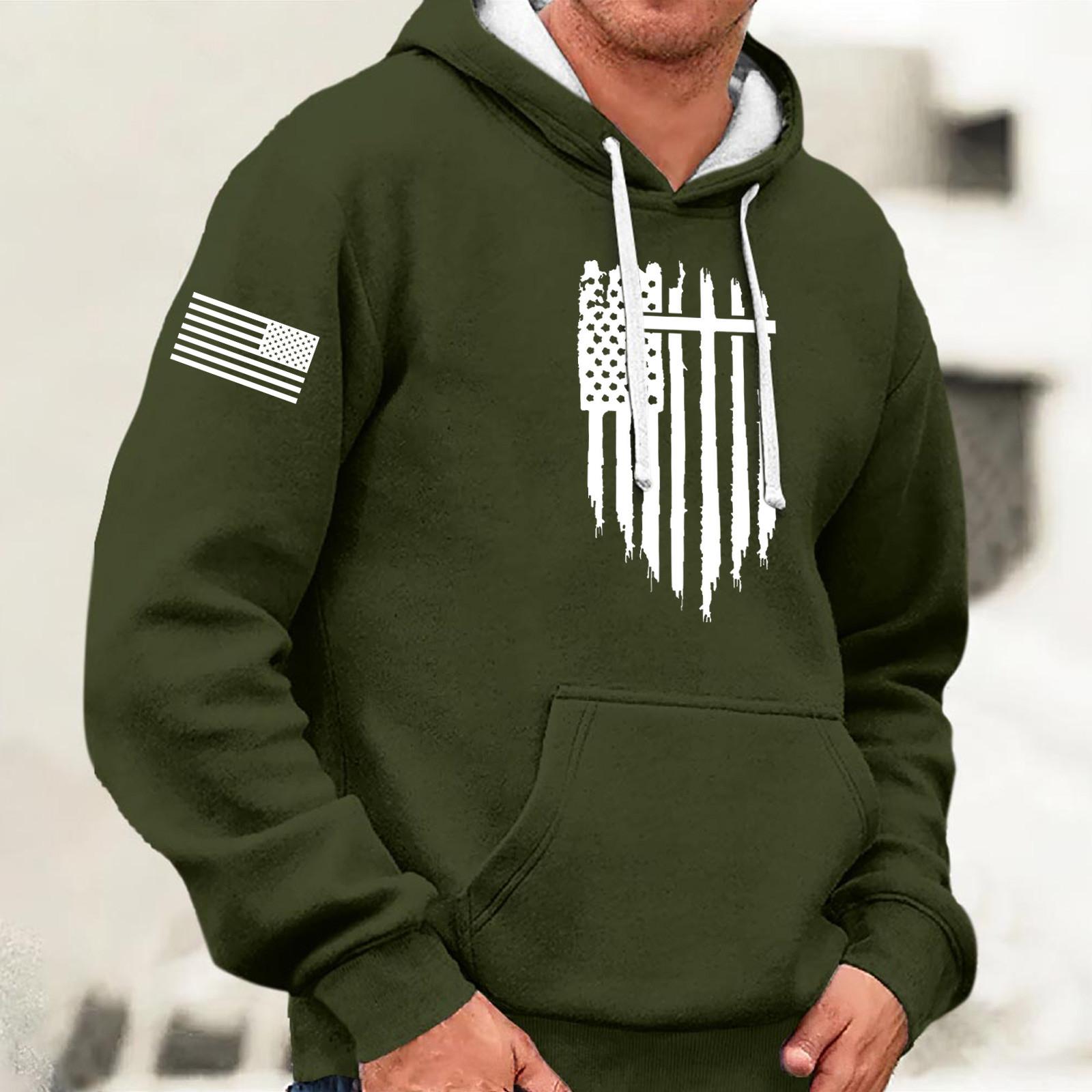 

Модный свободный мужской и женский свитер с капюшоном с длинным рукавом и принтом L