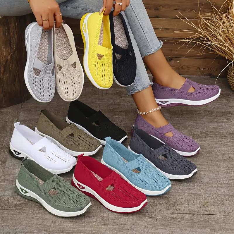 Women'S Shoes 2025 New Style, Breathable Knitted Shoes for Women, Trendy Lace-Up Sports Shoes for Cross-Border Trade