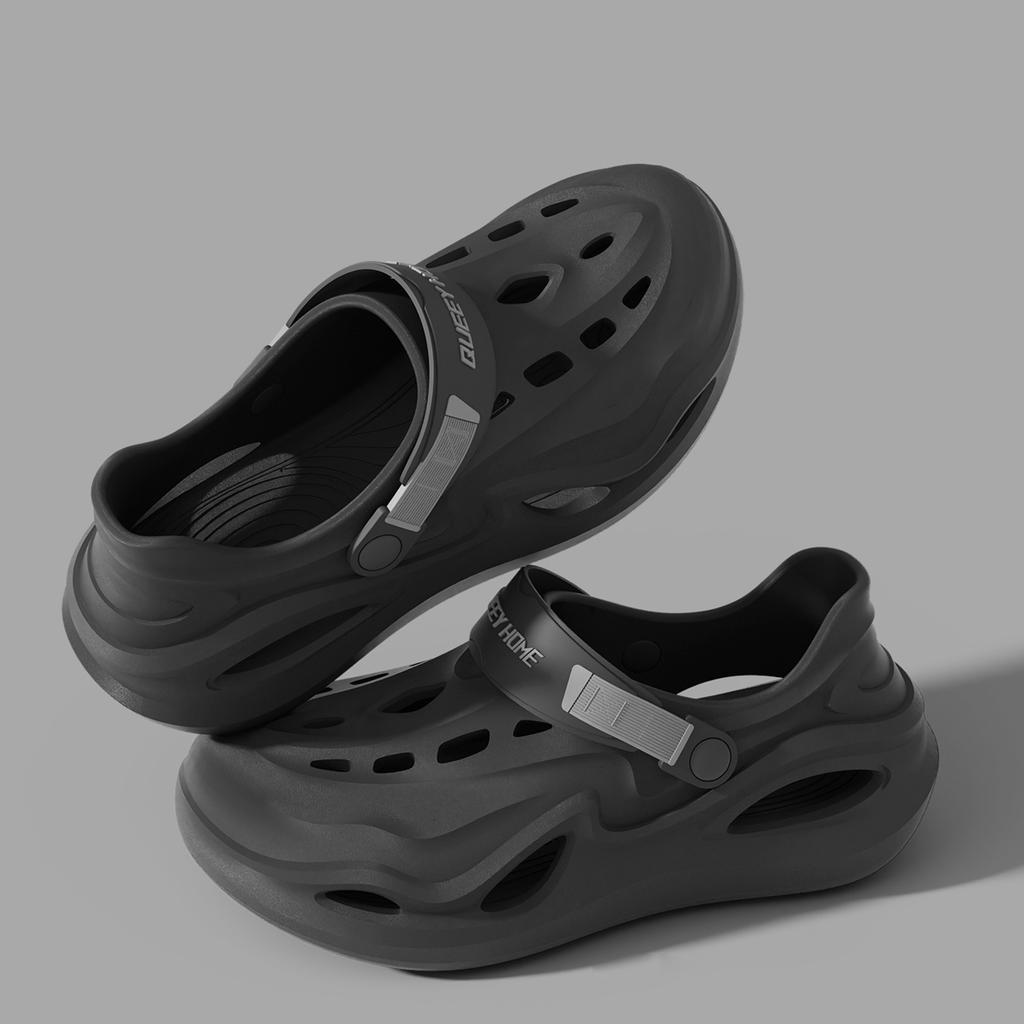 Queeyhome Men'S Sandals Summer Anti Slip Thick Sole Sports Slippers Indoor Outdoor Clogs Beach Fishing Fashion Hole Aqua Shoes