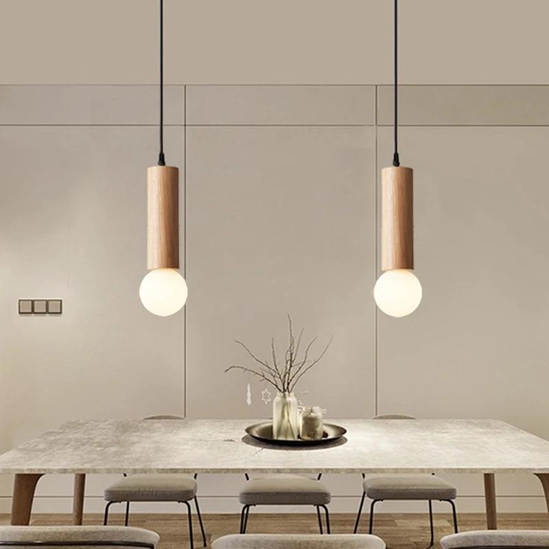Wooden Nordic Pendant Light Simple Home Decorative Hanging Lamp Living Room Bedroom Bedside Study Interior Illumination Fixtures