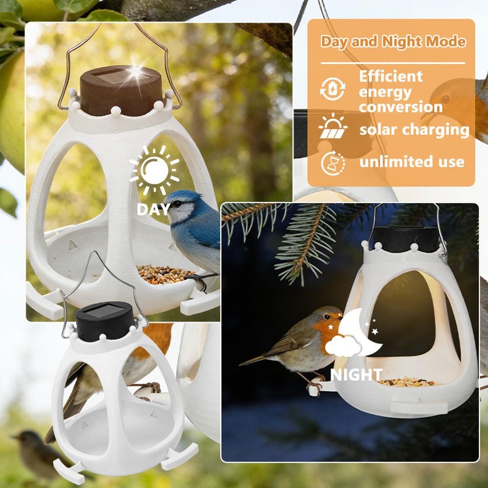 Solar Powered Hanging Bird Feeder for Garden and Patio Hummingbird Feeder with Integrated Light for Day and Night Use