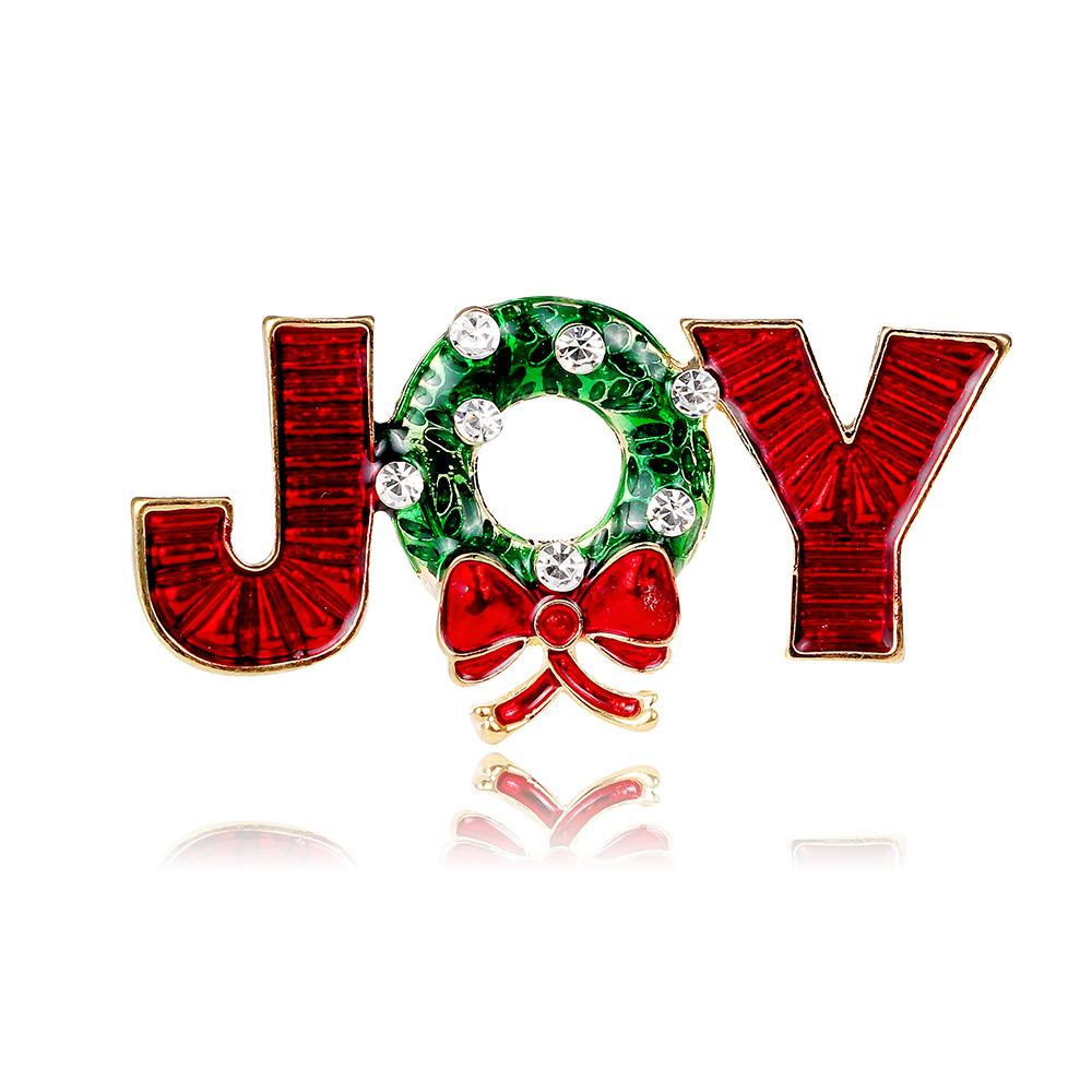 

1-Piece Christmas Bow Brooch - European and American Style Letter JOY Decal Corsage, Stylish Suit Accessory Pin, Christmas Holid MULTI