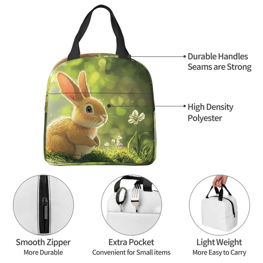 Rabbit In The Forest Anime Insulated Lunch Bag for Women Office Cooler Thermal Food Box Tote Portable Lunch Boxes Container