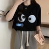 Black Cotton Short-sleeved T-shirt Women's Summer New Design Sense Niche Unique Chic Retro Hong Kong Style Chc Top