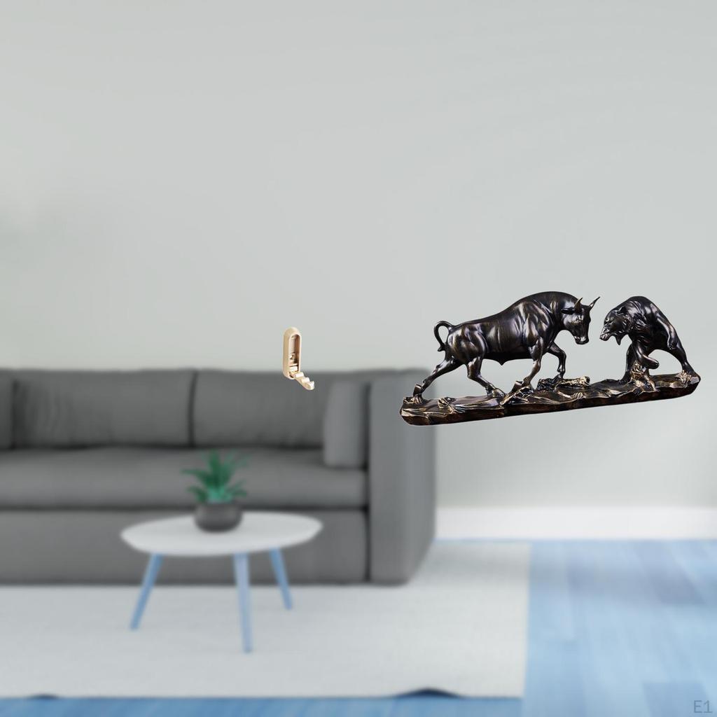 Foldable Organizer Hook for Bathroom Closet with Modern Bull Sculpture Feng Shui Animal Artwork