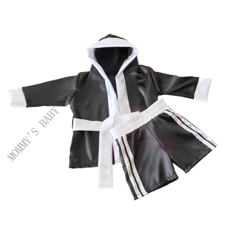 

Baby Milestones Photography Boxing Attires Skin Friendly Textile Theme Photoshoot Outfit For First Year Memories чорний
