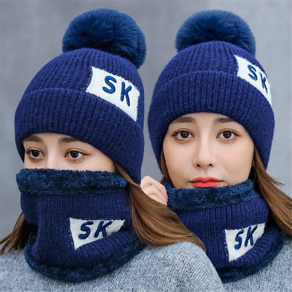 

Warm Plus Velvet Windproof Hat Scarf Beanies Cap Cycling Cap Knitted