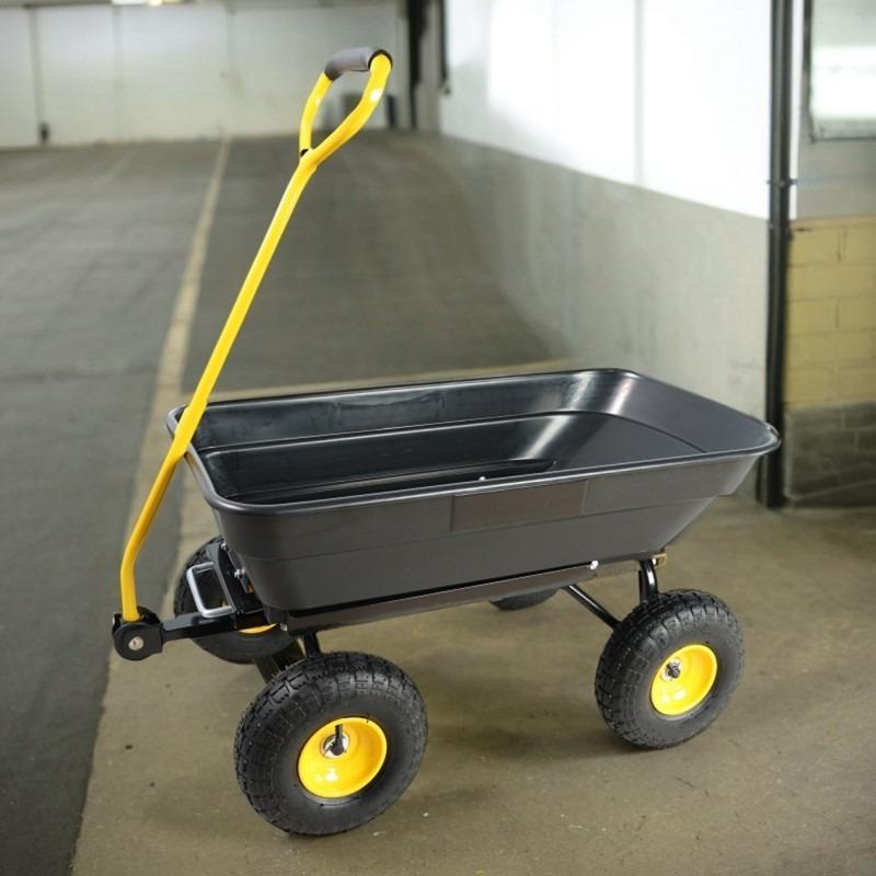 2026 Four-wheel plastic dump truck self-unloading trailer hand-pulled tool vehicle garden vehicle