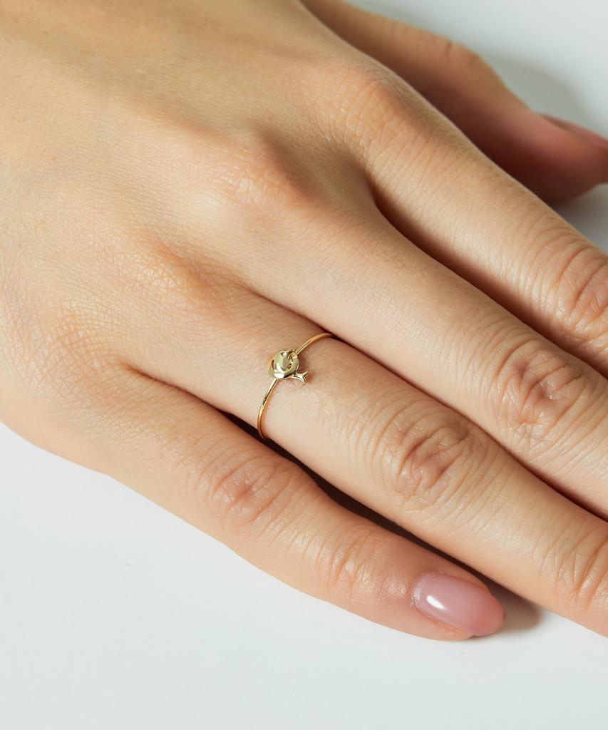 Helene Jewelry 14K Jumping Dolphin Miss Ring Gold Thread Ring (Type A)