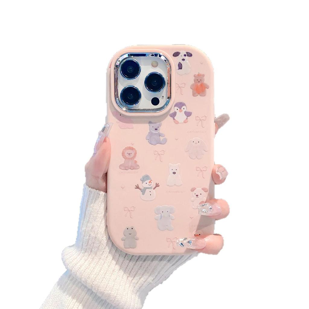 Frosted Snowman & Animal iPhone Case: Compatible with iPhone 13, 14 Pro Max & 15, Full Coverage & Simple Style