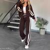Y2K Striped Zipper Jacket and Pants Casual Sportswear Set for Women – 2025 Autumn Collection