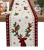 Merry Christmas Tree Ball Linen Table Runners Holiday Party Decor Reusable Dining Table Runenrs Wedding Navidad Decorations