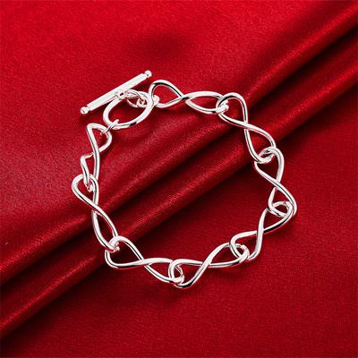 Feines 925 Sterling Silber Twisted Circle Style Form Kettenarmband für Frauen Luxus Mode Party Hochzeit Schmuck Liebhaber Geschenk