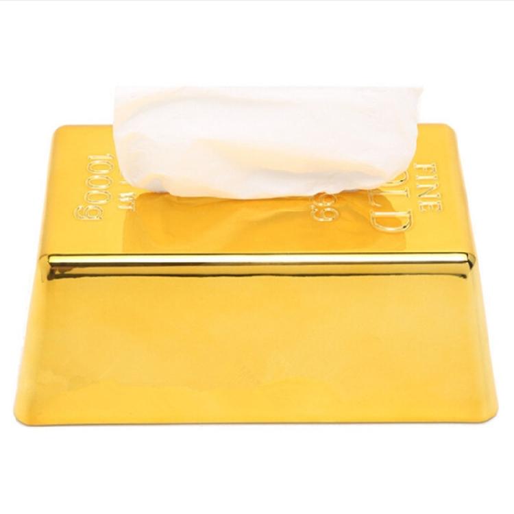Golden Brick Tissue Dispenser ABS Materials Household Storage Solution Multipurpose Napkin Storage Container