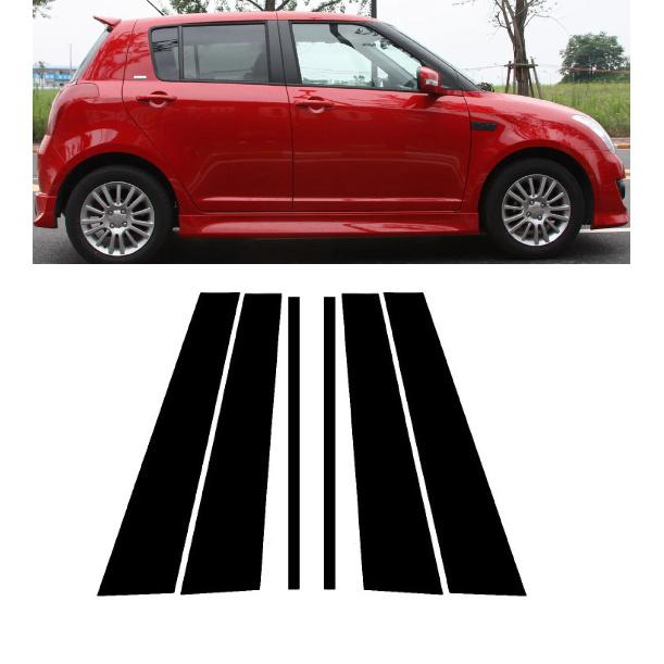 6PCS Polished Pillar Posts For Suzuki Swift 5-Door 2005 2006 2007 2008 2009 2010 2011 2012 2013-2016 Door Window Trim Stickers