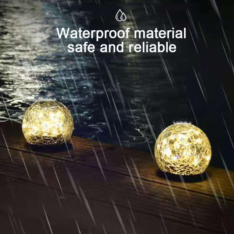 Solar crack glass ball garden lamp, waterproof garden decoration, geographical landscape, outdoor courtyard lamp