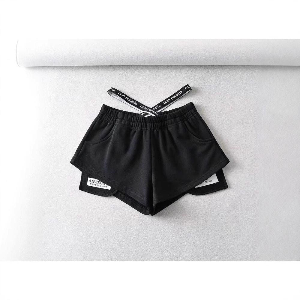 

Чувственные дизайнерские шорты с высокой талией для женщин на весну и лето, новые популярные женские спортивные брюки с эластичной резинкой на талии и широкими штанинами M