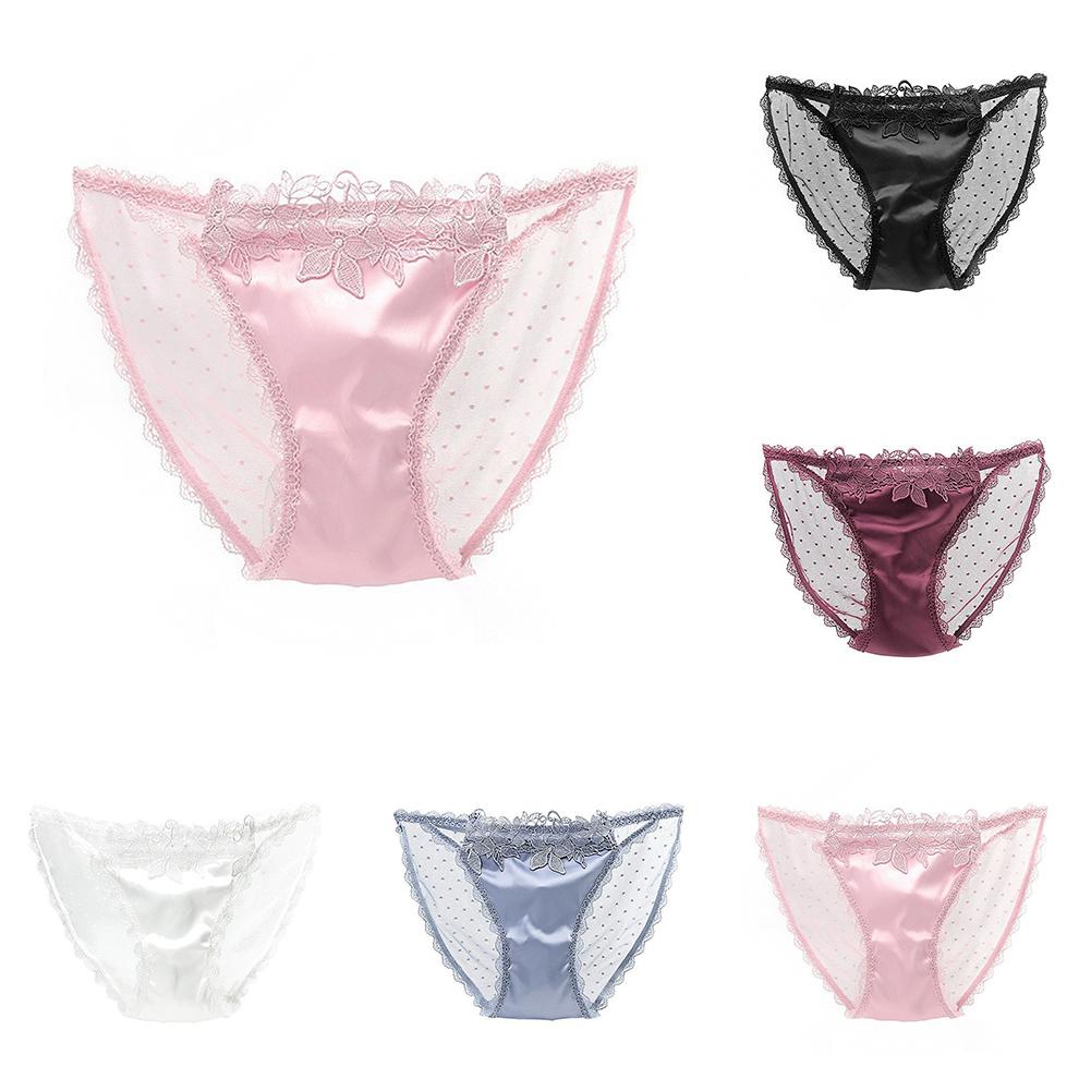 Underwear Briefs Back See Through Breathable Flower