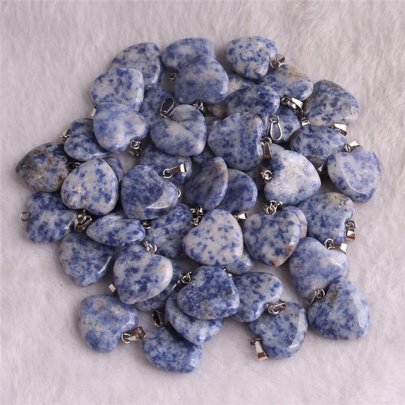 20mm Crystal Agate Heart Necklace Pendant - Natural Stone Jewelry Accessory