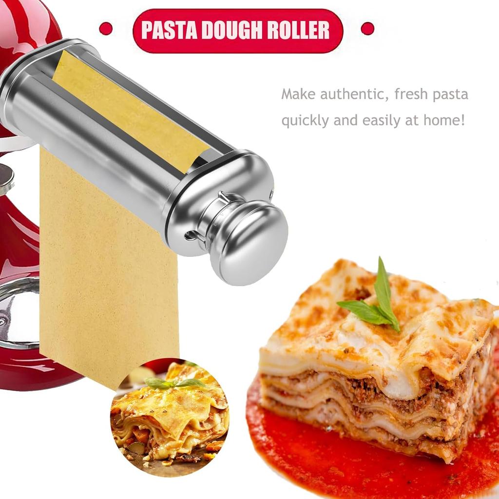 Electric Pasta Maker Attachment Dough Roller for All Kitchenaid Mixers, Noodle Ravioli Dumpling Maker with 8 Different Thicknesses Setting, Kitchen