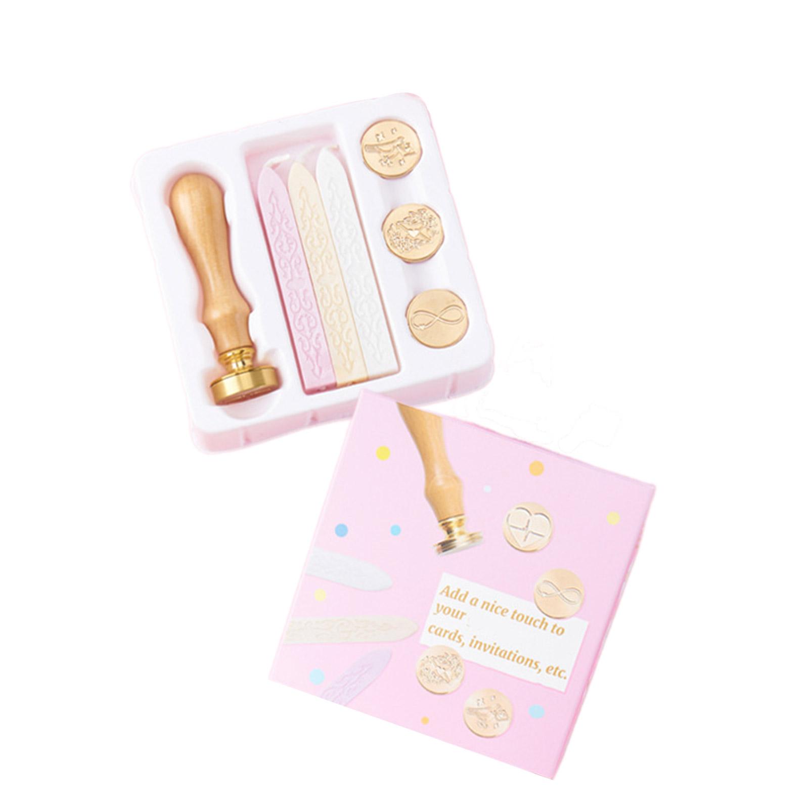 

Vintage Seal Stamp Set for Seal Envelope Invitation Scrapbooking With Wood Handle Replaceable Stamp Head Seal Sticks