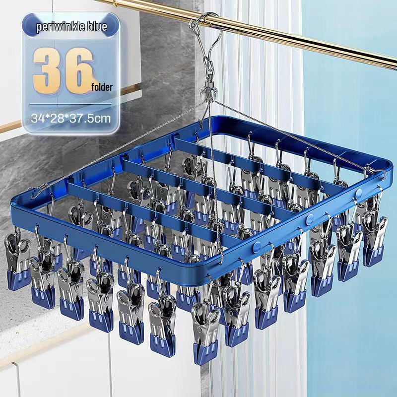 Aluminum Alloy Sock and Underwear Drying Rack with Clips for Balcony Hanging