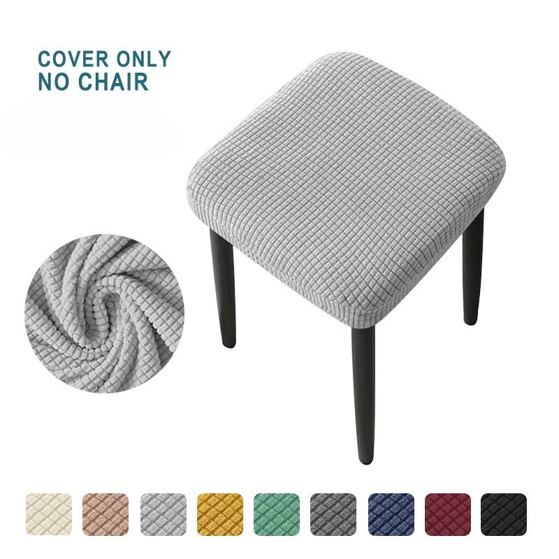 1/2pcs Stretch Stool Cover Chair Covers Polar Fleece Stool Cover Solid Chair Protector Slipcover Removable Square Seat Case Home