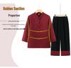 Mother's Summer Tang-Style Two-Piece Set: Seven-Sleeve Shirt & Top for Middle-Aged & Elderly Ladies