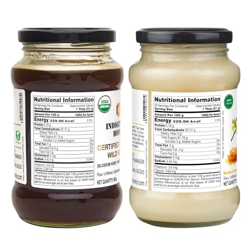 INDIGENOUS HONEY Certified Organic Wild Honey with Nmr tested Raw Crystalized Honey Pure Natural Unprocessed combo pack