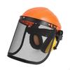 Brush Cutter Helmet Wide View with Mesh Face Guard Adjustable Headband Guarding Headwear for