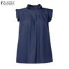 ZANZEA Camisetas sin mangas casuales de verano para mujer con cuello alto