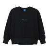 Champion TECH TERRY Crew Neck Sweatshirt Long Round Relax Rubber Print Women's WEAVE(R) (CW-CS001), Black, Sleeve, Neck, Quick-Drying, Fit,