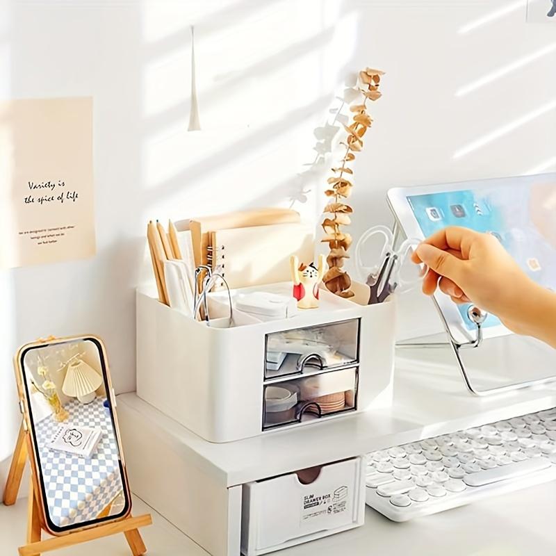 1ks Dvoubarevný Kreativní Víceúčelový Úložný Box na Psací Potřeby, Stolní Držák pro Kancelářské Úložiště