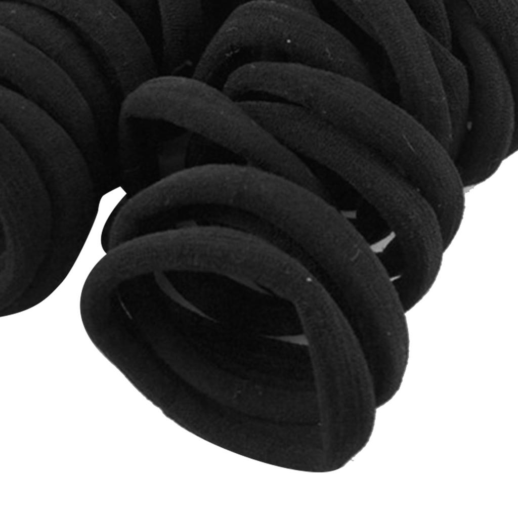 100pcs Hair Ties Black Elastic Seamless Hair Band Ponytail Holder for Thick Heavy Curly Hair