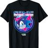 Sonic The Hedgehog Sonic Face Retro Neon Logo T-Shirt