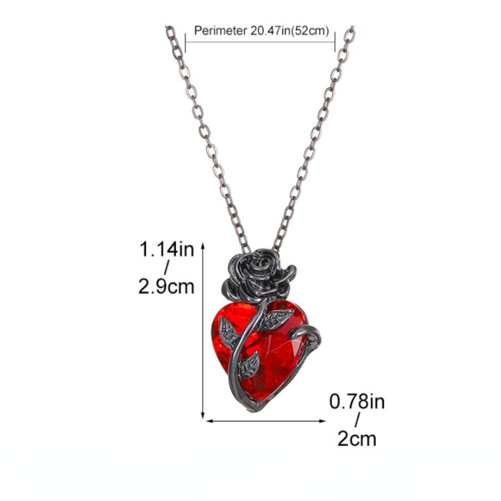 Gótico rosa vermelho amor colar feminino y2k jóias cor prata tonebloody coração humano pingente jóias presentes personalizados