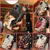 Ring Dirt-resistant Phone Case For Oukitel C33 Fashion Design Wrist Strap Lanyard Phone Holder Kickstand Silicone Flower