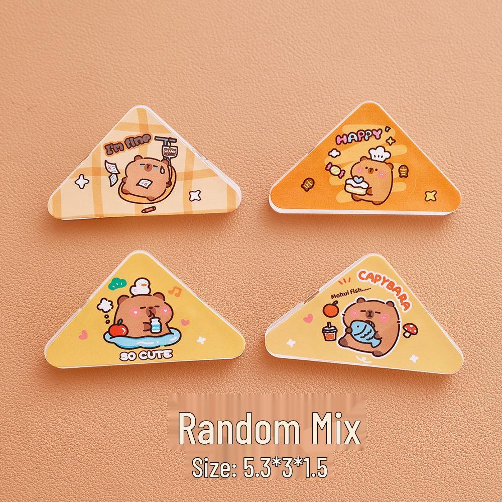 Capybara Triangle Sticky Note Clip - Cute Cartoon Acrylic Anti-curl Corner Clip for Students